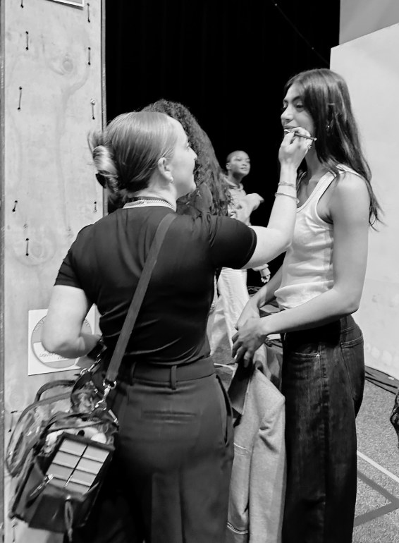 Black-and-white backstage Fashion Week makeup
